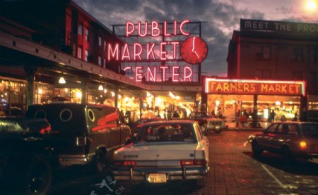 西雅图霓虹灯公共市场