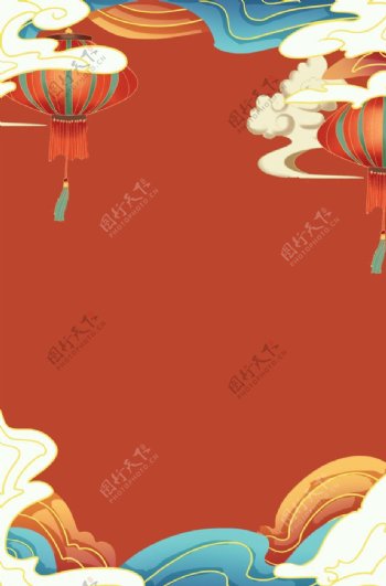 春节新年红色手绘中国风背景