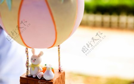 微景观热气球小兔