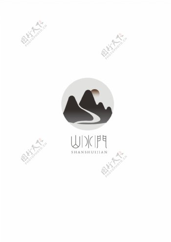 风景logo古风中国风山水水墨