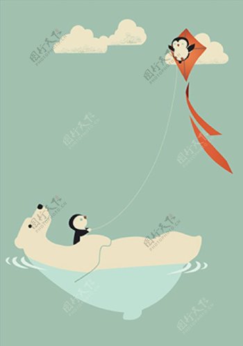 北极熊卡通壁纸