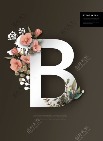 创意英文字母花朵组合海报