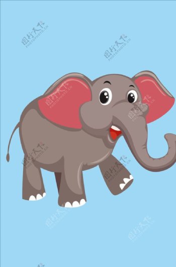 大象卡通动物矢量插画手绘