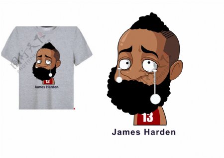 篮球T恤印花哭泣的哈登
