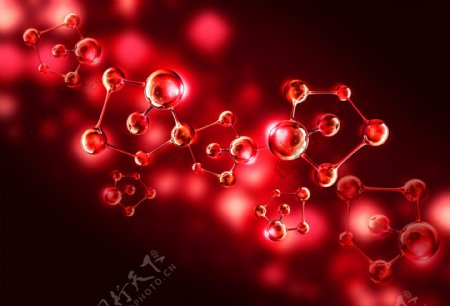 胶原蛋白红色分子结构素材