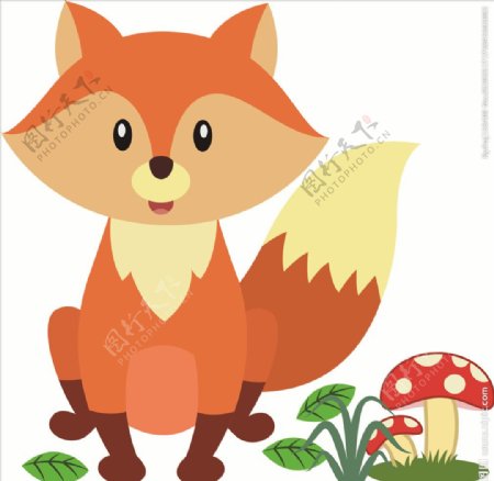 卡通动物小狐狸插画矢量素材