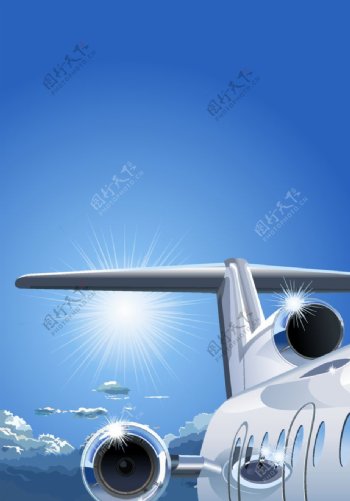 飞机客机机翼尾部部分照片矢量