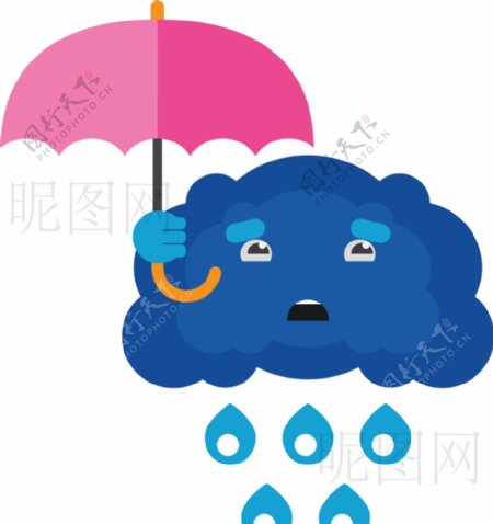 下雨雨天UI标识标志LOGO