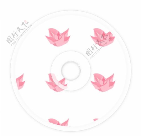 白底粉红玫瑰图案塑料光盘CD