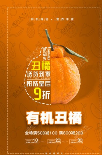 简约有机丑橘包送到家海报设计