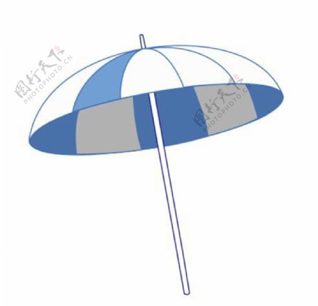 蓝色白色间隔沙滩伞雨伞太阳伞