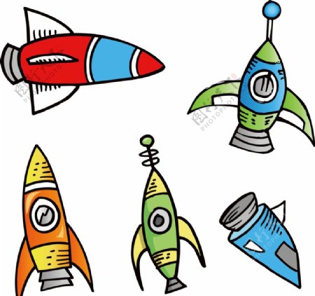 儿童火箭卡通宇宙飞船太空插画