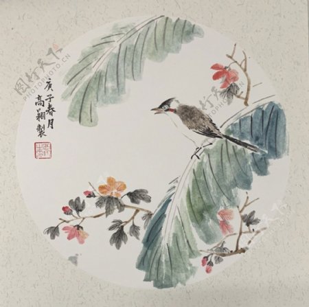 中国传统花鸟水墨画