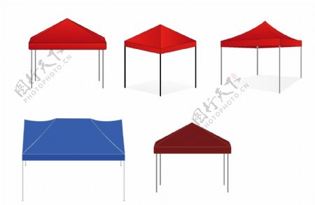 市集活动用帐篷雨伞遮阳伞矢量