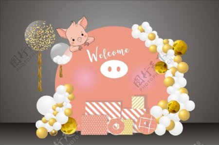 猪年宝宝生日背景