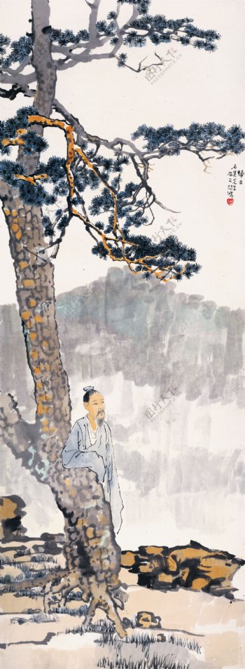 中国风松树国画