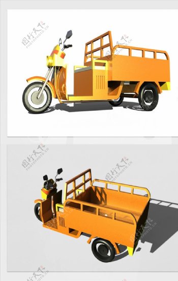 黃色三輪車模型