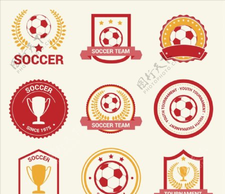 红色和金色足球徽章