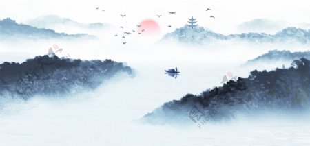 中国风新中式山水画