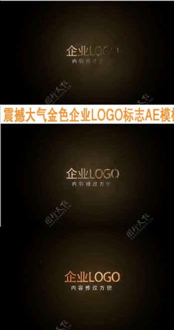 简洁金色企业LOGO标志AE