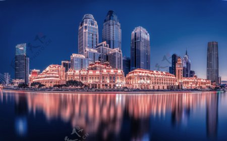 城市建筑夜景背景海报素材图片