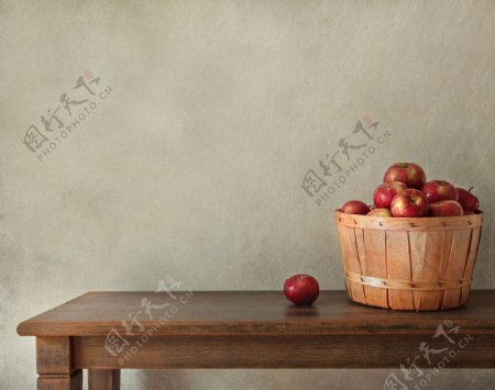 苹果水果复古背景海报素材图片