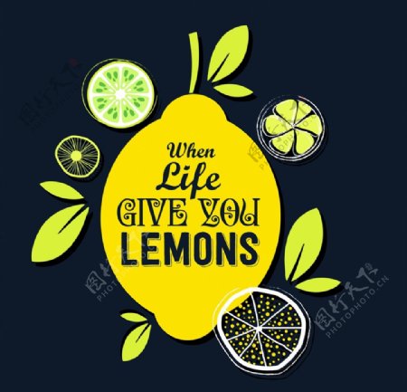 创意柠檬隽语海报图片