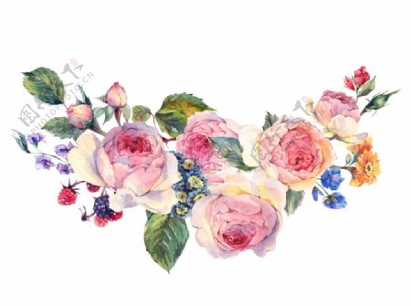 手绘水彩花朵png素材图片