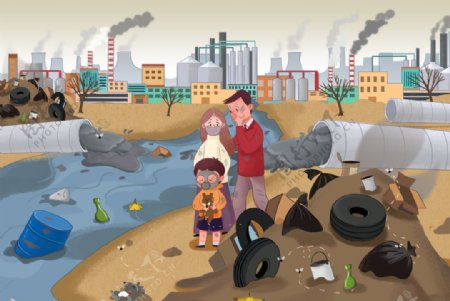 环保公益插画卡通背景海报素材图片