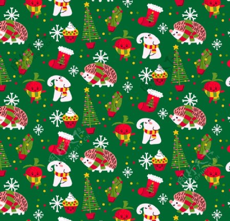 圣诞大象刺猬背景图片