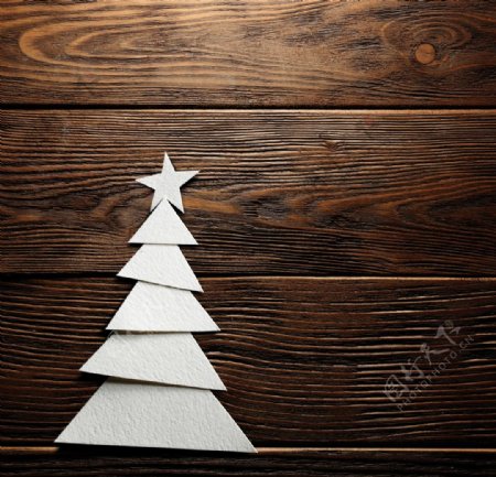 圣诞树木板纹理背景海报素材图片
