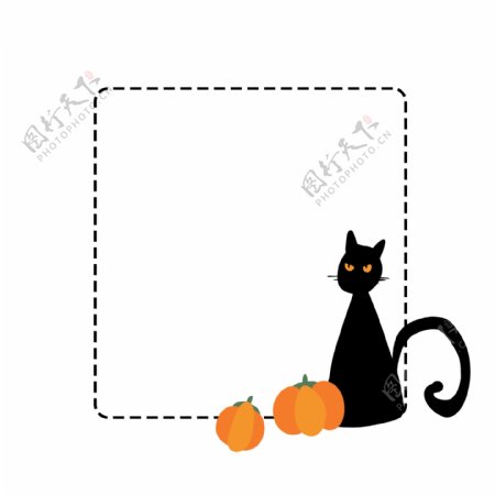 万圣节黑猫南瓜手绘边框图片