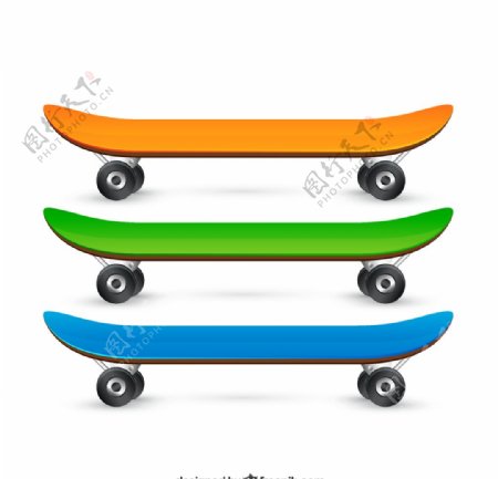 彩色滑板矢量图片