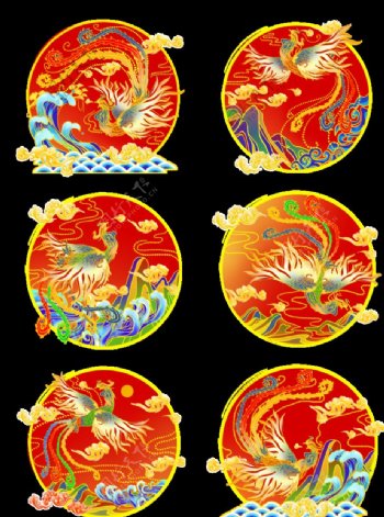 中国风凤凰牡丹手绘图片