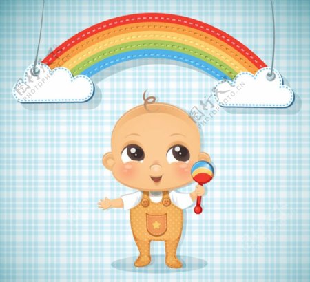 婴儿和彩虹剪贴画图片