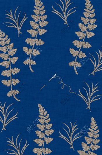 蓝色复古刺绣效果背景海报素材图片