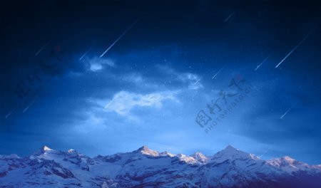 雪山流星图片