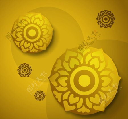 金色花朵圆盘背景图片