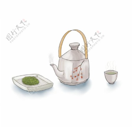 茶水壶元素图片