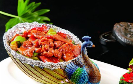 南北热菜红烧绿孔雀图片