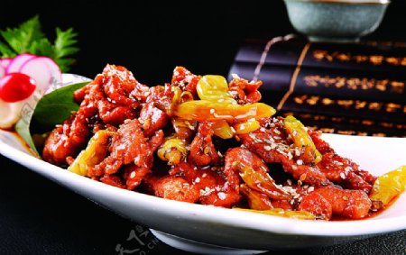 浙菜天府山椒肉图片
