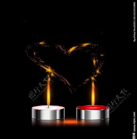 蜡烛和爱心矢量图片