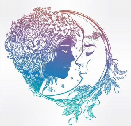 女子和月亮头像图片