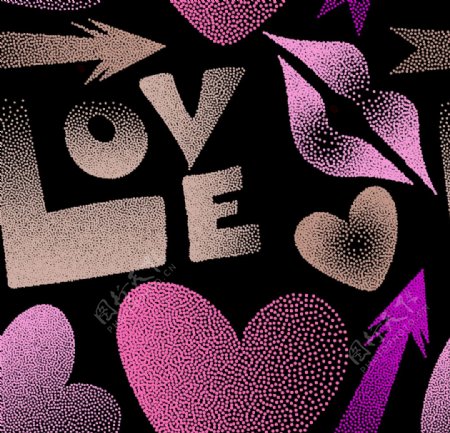 爱心LOVE心形排版设计图片