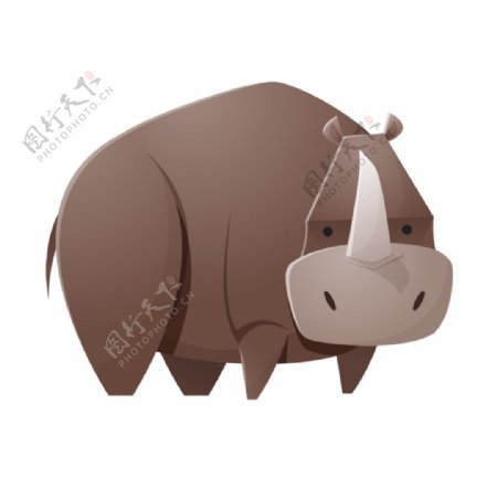 棕色犀牛插画图片