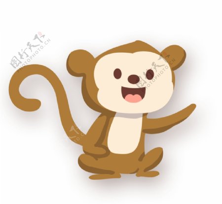 手绘棕色猴子插画图片