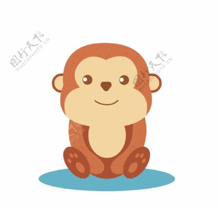 可爱坐着的猴子插画图片