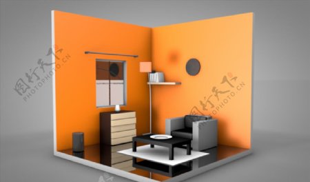 C4D模型客厅房间图片