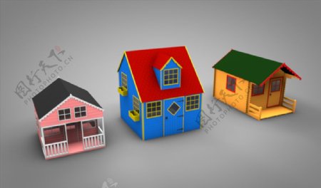 C4D模型小房子图片