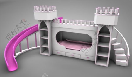C4D模型城堡滑梯儿童床图片